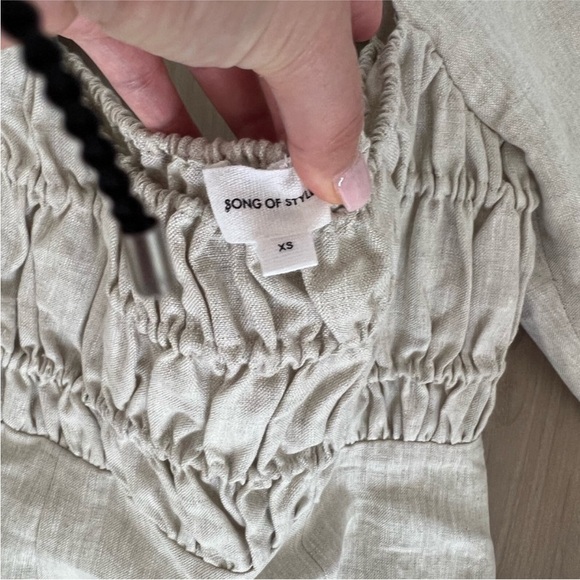 Song of Style Cream Midi Dress with Puff Sleeves - Picture 2 of 3